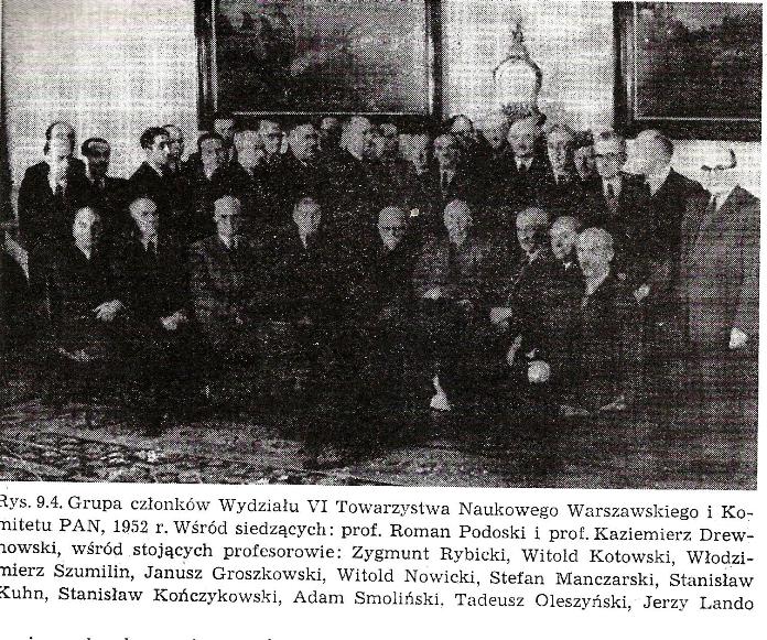 Grupa czonkw Wydziau VI Towarzystwa Naukowego Warszawskiego i Komitetu PAN - 1952 r.