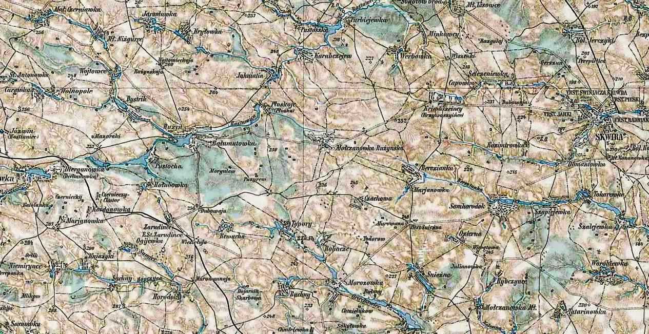 Topographic map of Rozyn neighbourhood 1900